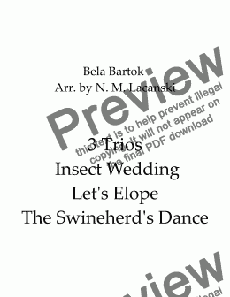 page one of 3 Trios Insect Wedding Let's Elope The Swineherd's Dance