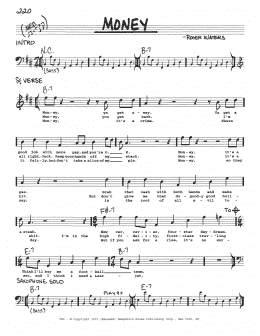 page one of Money (Real Book – Melody, Lyrics & Chords)