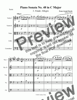 page one of Piano Sonata in C Major, Hob.XVI:35, Movement 3