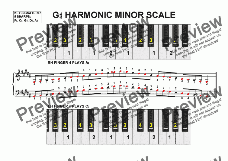 G Sharp Harmonic Minor Scale - Download Sheet Music PDF file