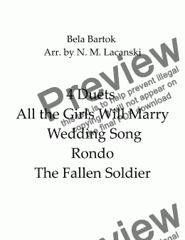 page one of 4 Duets All the Girls Will Marry Wedding Song Rondo The Fallen Soldier 