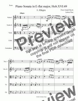 page one of Piano Sonata in E-flat major, Hob.XVI:49, Movement 1