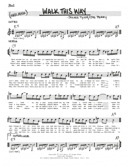 page one of Walk This Way (Real Book – Melody, Lyrics & Chords)