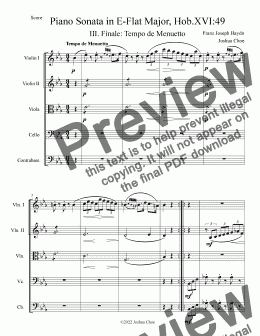 page one of Piano Sonata in E-flat major, Hob.XVI:49, Movement 3