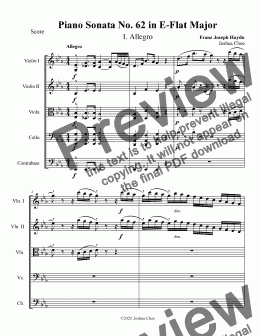 page one of Piano Sonata in E-flat major, Hob.XVI:52, Movement 1