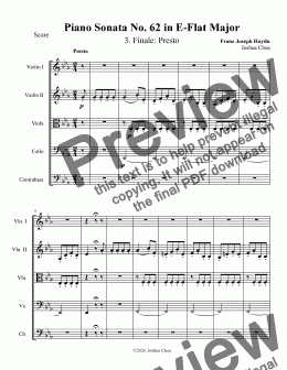 page one of Piano Sonata in E-flat major, Hob.XVI:52, Movement 3