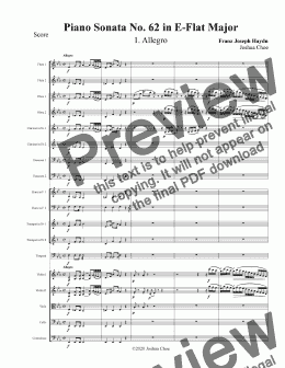 page one of Piano Sonata in E-flat major, Hob.XVI:52, Movement 1