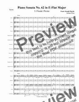 page one of Piano Sonata in E-flat major, Hob.XVI:52, Movement 3