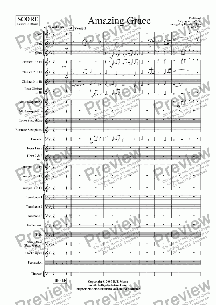 Amazing Grace Concert Band Download Sheet Music Pdf File