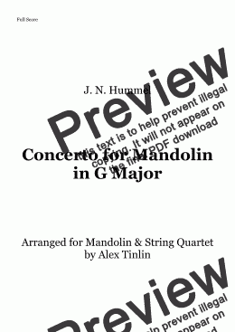 page one of Concerto for Mandolin and String Quartet