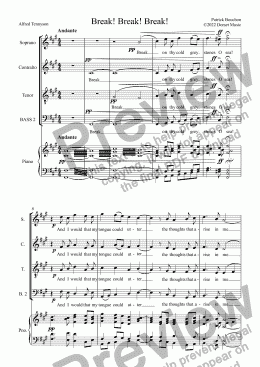 page one of Break! Break! Break! (Tennyson) for S.A.T.B. and Piano