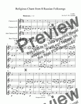 page one of Religious Chant from 8 Russian Folksongs 