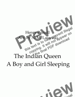 page one of The Indian Queen - A Boy and Girl Sleeping