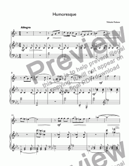 page one of Rakow, Nikolai - Humoresque for trumpet Bb & piano