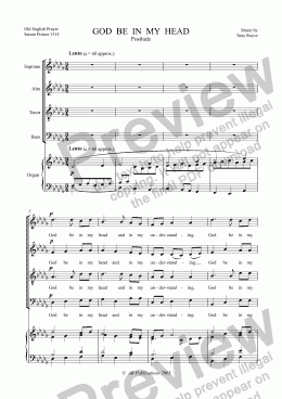 page one of God Be In My Head  (SATB + keyboard)