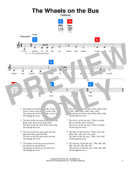 page one of The Wheels On The Bus (UkeBuddy)