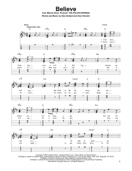 page one of Believe (from The Polar Express) (Easy Ukulele Tab)