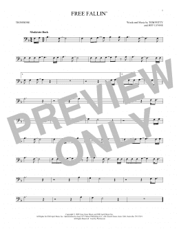 page one of Free Fallin' (Trombone Solo)