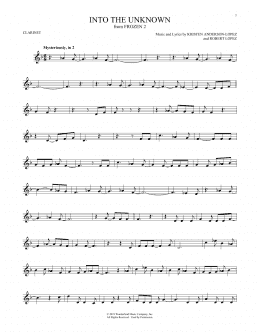 page one of Into The Unknown (from Disney's Frozen 2) (Clarinet Solo)