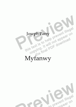 page one of Myfanwy (Beloved) - Piano Arrangement