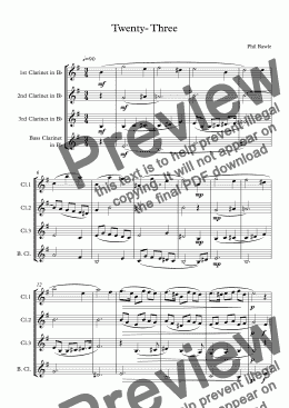 page one of Twenty- Three - Clarinet Quartet