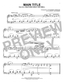 page one of All Creatures Great And Small (Main Title) (Piano Solo)