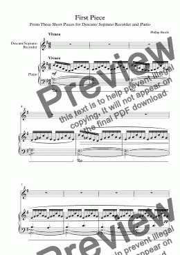 page one of First Piece - Descant/Soprano Recorder