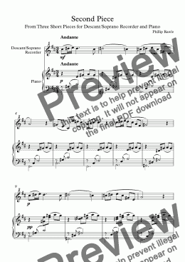 page one of Second Piece - Descant/Soprano Recorder