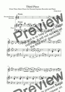 page one of Third Piece - Descant/Soprano Recorder