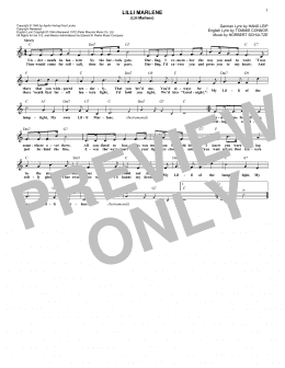 page one of Lilli Marlene (Lili Marleen) (Lead Sheet / Fake Book)