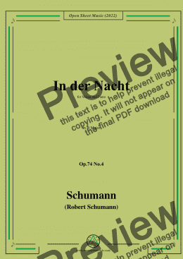 page one of Schumann-In der Nacht,Op.74 No.4,in B Major