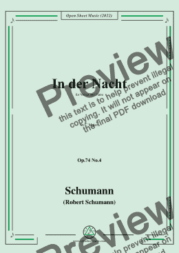 page one of Schumann-In der Nacht,Op.74 No.4,in C Major