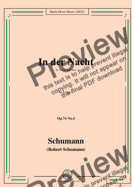 page one of Schumann-In der Nacht,Op.74 No.4,in A Major