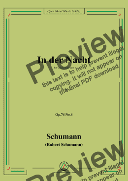 page one of Schumann-In der Nacht,Op.74 No.4,in E flat Major