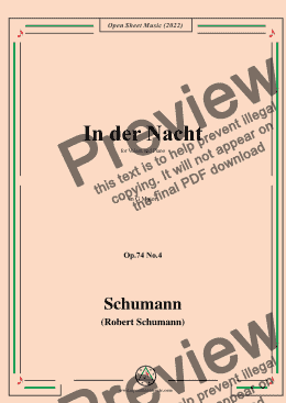 page one of Schumann-In der Nacht,Op.74 No.4,in G Major