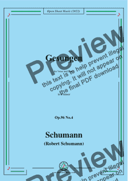 page one of Schumann-Gesungen,Op.96 No.4,in d minor