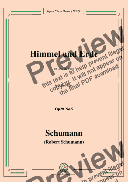 page one of Schumann-Himmel und Erde,Op.96 No.5,in B flat Major