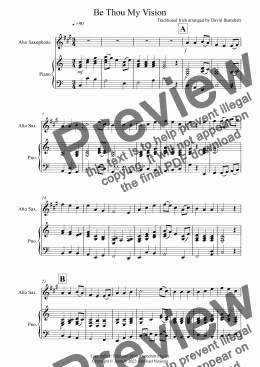 page one of Be Thou My Vision for Alto Saxophone and Piano