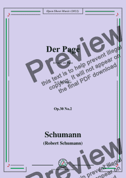 page one of Schumann-Der Page,Op.30 No.2,in E flat Major