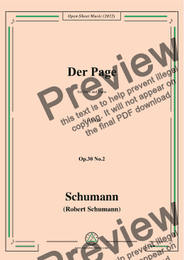 page one of Schumann-Der Page,Op.30 No.2,in D Major