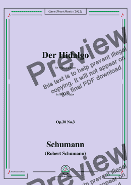 page one of Schumann-Der Hidalgo,Op.30 No.3, in B flat Major