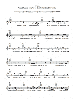 page one of Torn (Lead Sheet / Fake Book)