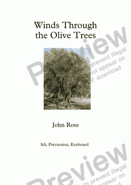 page one of Winds Through the Olive Trees (SA, Percussion, Keyboard)