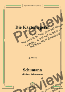 page one of Schumann-Die Kartenlegerin,Op.31 No.2,in D Major