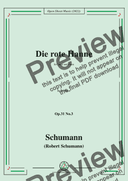 page one of Schumann-Die rote Hanne,Op.31 No.3,in D Major