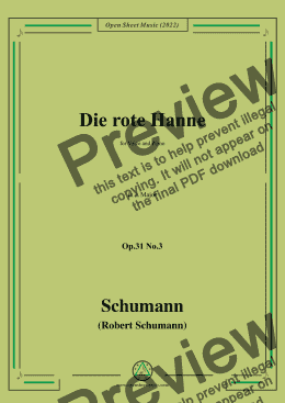 page one of Schumann-Die rote Hanne,Op.31 No.3,in A Major