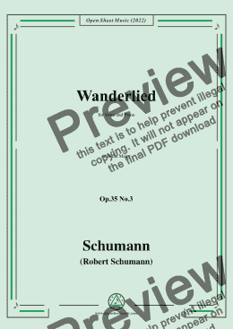 page one of Schumann-Wanderlied,Op.35 No.3, in D flat Major