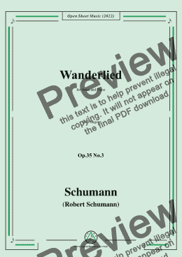 page one of Schumann-Wanderlied,Op.35 No.3, in D Major