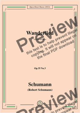 page one of Schumann-Wanderlied,Op.35 No.3, in A Major