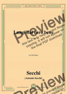 page one of Secchi-Lungi dal caro bene,in D flat Major